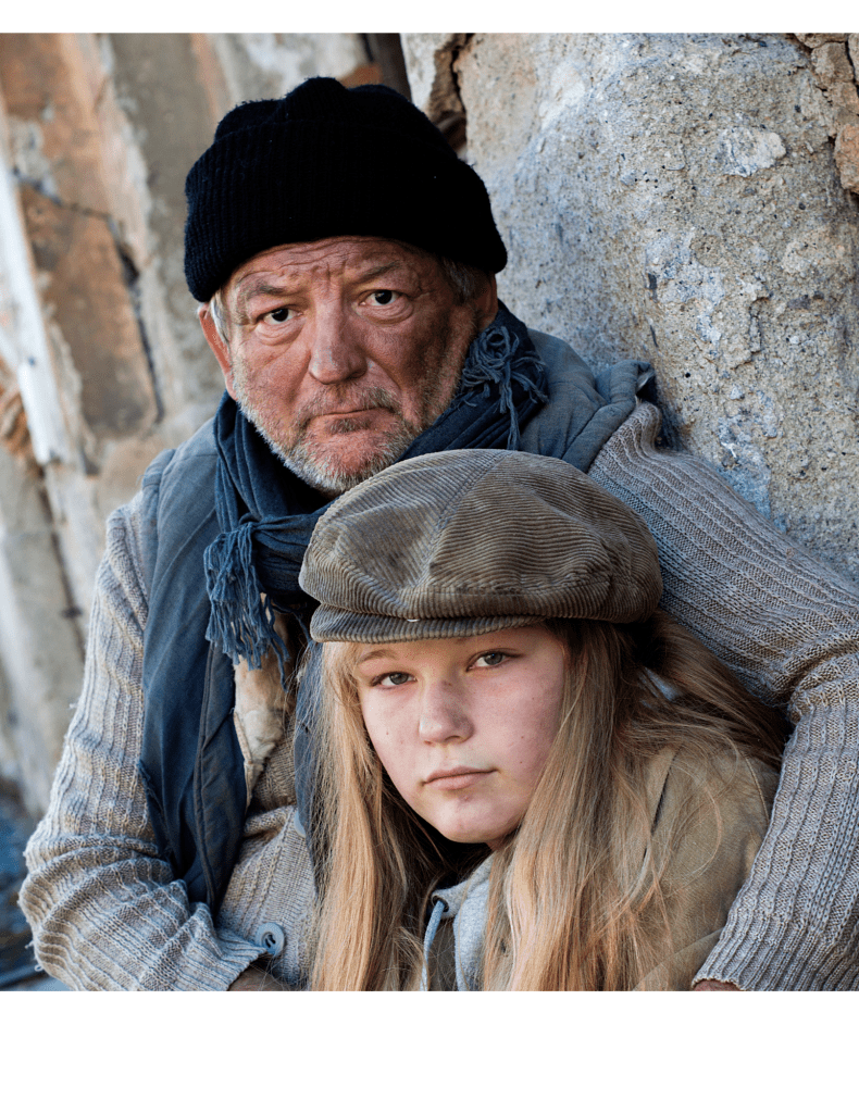 homeless father and daughter